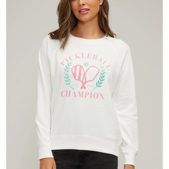 Wildfox Tops - Wildfox Cream Sweatshirt with Pink Graphic